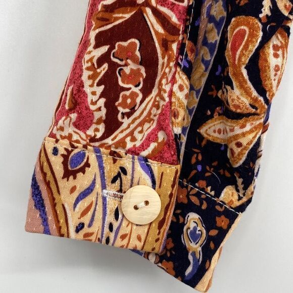 Rachel Zoe Boho Cropped Wrap Top Collared Multi XS New - Picture 8 of 12